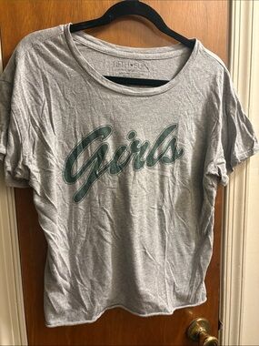 Fifth Sun Heather Gray Tee with Green 'Girls' Script